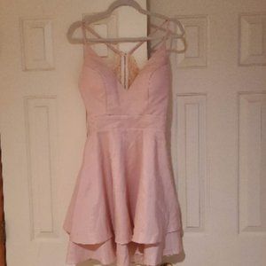 Pink lace mini dress
